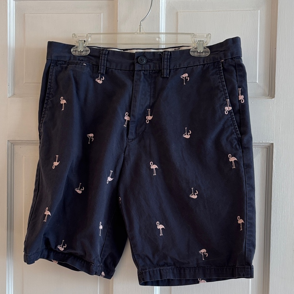 Old Navy Dark Blue Pink Flamingo Print Men's Shorts